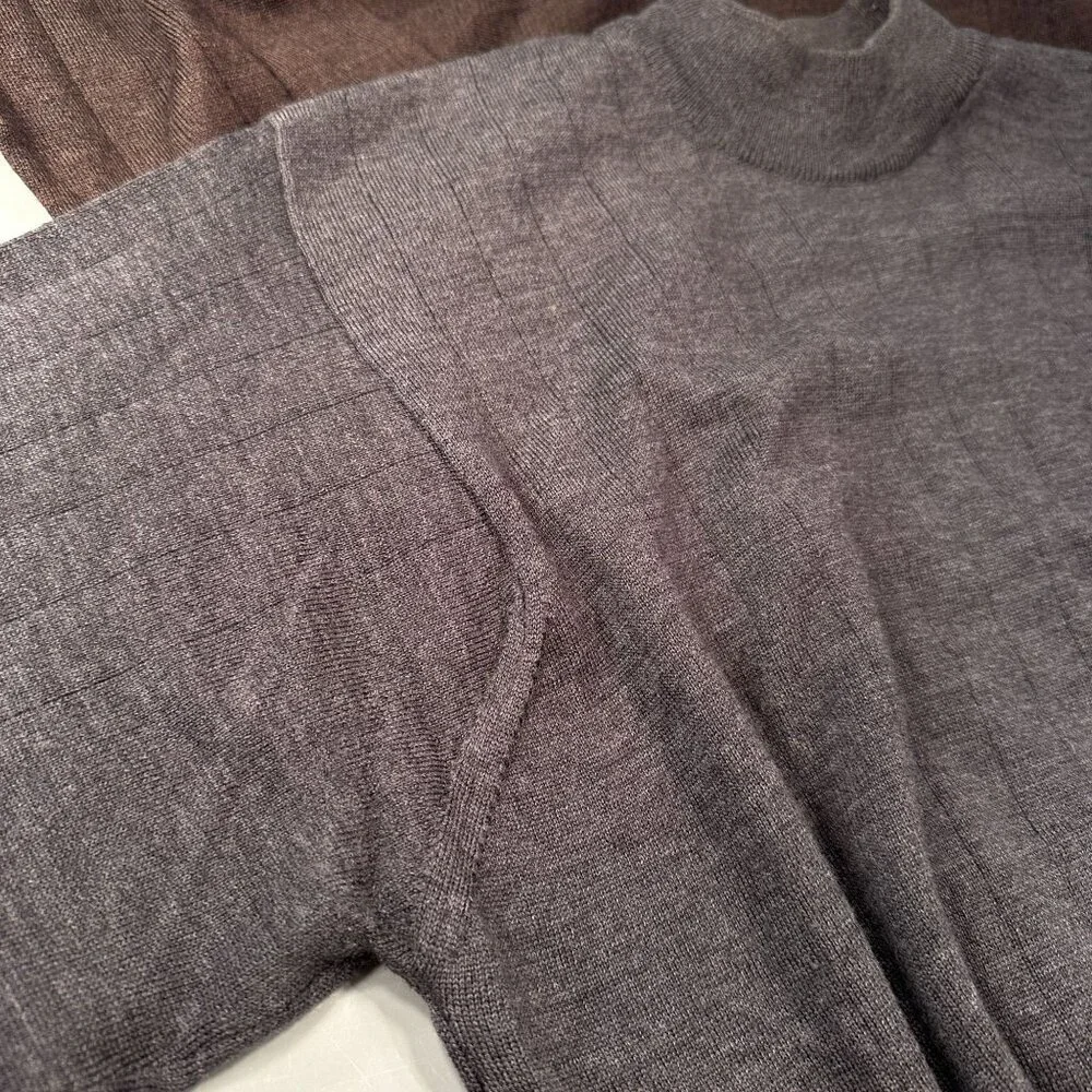 Joseph Lyman Crewneck Sweaters Mens Fine Merino Wool Italy Bundle Gray Brown